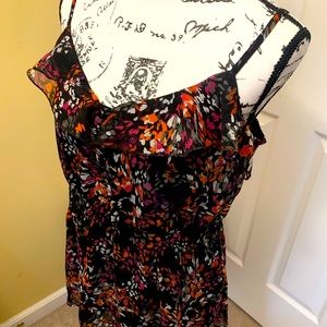 🍓2/$10🍓😃❕Candies Black orange pink adjustabl strap ruffle peplum babydoll top